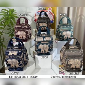 CHIBAO MOTIF GAJAH 3in1 Ransel Slempang Tenteng CB1813-QDX 6sleting