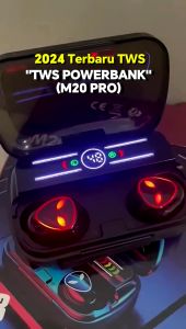 Powerbank and TWS 2 in 1 M20pro ฟังบลูทูธ หูฟังสเตอริโอ หูฟังไร้สาย แยกเสียงซ้ายขวา TWS Wireless headset Earphone Earbud