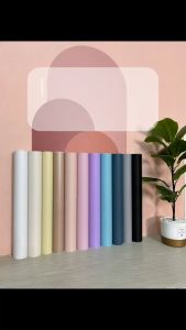 วอลเปเปอร์ติดผนัง ลายสีพื้น ขนาด0.45x9-10m ติดง่าย กันน้ำ มีกาวในตัว ลอกออกไม่ทิ้งคราบ ฟรีแผ่นรีด วอลเปเปอร์สีมินิมอล สติ๊กเกอร์ติดผนังบ้าน วอลเปเปอร์ติดผนังบ้าน Wallpaper sticker PVC