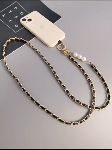 Universal Anti-Lost Phone Lanyard with Long Wrist Strap and Hanging Charm - Black and White Availabl
