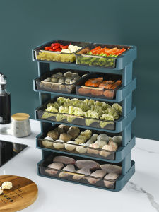 Kitchen Multi-layer Storage Rack for Hot Pot Ingredients Vegetable Platter Accompanying Dish Box Placement Organizer