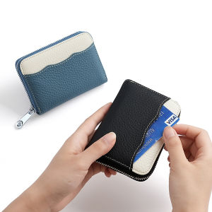 RFID กระเป๋าใส่เหรียญหนังวัวแท้กระเป๋าสตางค์ผู้หญิง