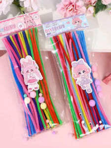 Rainbow Colored Twist Sticks Plush Flower Bouquet Material Kit DIY Toy for Children Handmade Craft Kit Creative Play