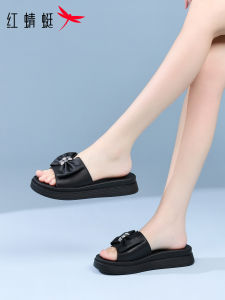 Reddragonfly | Thick Bottom Summer New Style Bow and Crystal Flat Slippers