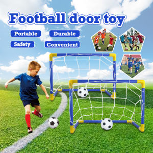 Foldable Football Goals Net Frame c/w 10cm Football Bola Sepak and Pump for Indoor/Outdoor Children Fun Sport Football Practice