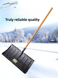 Large Size Snow Shovel Outdoor Manganese Steel Snow Pushing Board Tool Food Push Shovel with Wheel Sweeping Snow Sledge Car