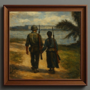 Tranh Nghệ thuật "Đôi Chiến Sĩ Giải Phóng" VIETSMART ART - Acrylic 40 x 40cm