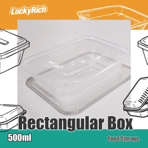 LuckyRich - Rectangular Box Clear 50/100pcs 500ml with lid cover for Food Container Storage
