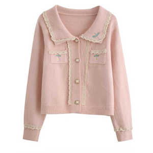 Lace Embroider Classic Style Knitting Cardigan Womens Spring & Fall New Arrival Short Mori Style Small Sweater Outwear Womens Top