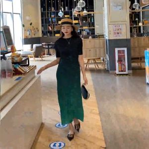 Advanced Miyake new pleated dress gradient skirt mid-length oversized elastic slim fit and thin fashion bottoming long skirt