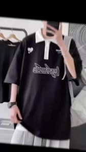 เสื้อยืด Polo shirt คอปก ทรงหลวม 2 สี ดำ ขาว ใส่สบาย ใหญ่ ๆ สำหรับผู้ชาย สามารถส่งไปที่พื้นที่ที่ได้