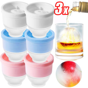 3Pcs Large Silicone Ice Cube Mold / Cold Drink Ice Ball Maker / Round Ice Mold for Whiskey Cocktails