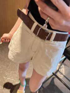 Quần Short Denim Cạp Cao Cỡ Lớn Mùa Hè 2024 Quần Short Ống Rộng Dáng Chữ a Gợi Cảm Cho Nữ Quần Áo Công Sở Màu Trơn