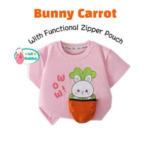 [LIL BUBBA] 100% COTTON KIDS TOP TEE SHIRT BOY GIRL T SHIRT WITH ZIPPER POCKET