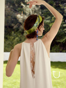 Tu Womens Fashion Summer White Lace Dress Lazy Style Three-acetate Fabric Gown City Commute Casual Wear Elegant Skirt