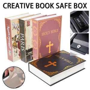 Creative Book Style Safe Box Money Jewelry Stash Hidden Secret Compartment Key Lock Metal Storage Box Simulation Classic Book