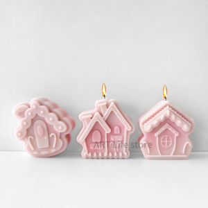 Christmas House silicone Candle mold 3D Castle Wooden House crafts Resin plaster cement soap mold Christmas gift making