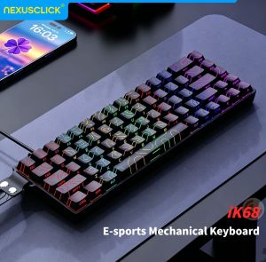 NexusClick iK68 Wired Mechanical Gaming KeyboardHot Swappable Switch RGB Side Print Contour Keycap Detachable Type‑C for Gamer