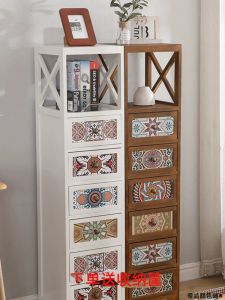 American-Style Solid Wood Living Room Wall Drawer Type Light Luxury Multi-Functional Chest of Drawers Bedroom Bedside Side Clip Seam Cabinet Simple