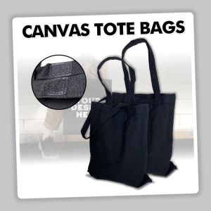 MP00 Customizable Canvas Tote Bag: Plain Black for Groceries, School Supplies, Beach Gear & Everyday Use