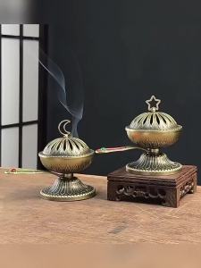 Lọ Đốt Trầm Hương Phong Cách Cổ Điển Bằng Đồng Bếp Than Bằng Đồng Retro Sang Trọng Giá Đỡ Nhang Trang Trí Nhà Cửa
