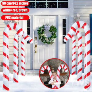 【Hibeautylife】90cm Inflatable Christmas Canes Lollipop Balloon for Home Xmas Tree Ornaments Home Outdoor Decor