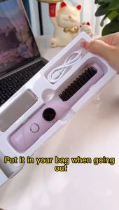 Wireless Hair Straightening Comb Usb Charging Multi-Functional Negative Ion Hair Care Does Not Damage Hair Straightening Portable Anti-Perm Fluffy Curly Hair Straightening Artifact