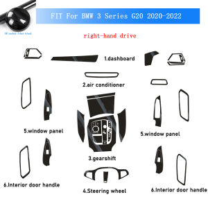 Carbon Fiber For BMW 3 Series G20 2020-2025 Car Film Interior Sticker Center Console Gear Dashboard Air Door Handle Lift Panel