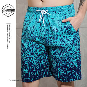 Quần Short Đi Biển Nam Mùa Hè 2024 Quần Short Cotton Nhanh Khô in Họa Tiết Số Thời Trang Thường Ngày Cạp Vừa Dài Năm