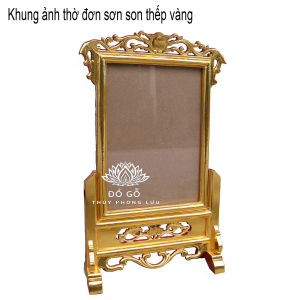 Khung ảnh thờ mành hoa lá đơn gia tiên gỗ hương 21x31