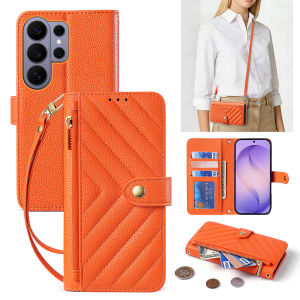 Crossbody Leather Wallet Cards Solt Phone Case for Samsung Galaxy S26 Plus S25 S24 FE S23 Ultra A37 A17 A16 A26 A36 A56 Cover