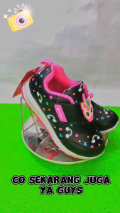 Sepatu Sekolah Snaekers Anak Kecil Perempuan Cewek Kekinian Ando ELina Velcro Perekat Putih Pink Size 29 sd 32