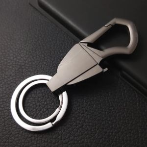 ห่วงโซ่กุญแจรถแบบแขวนคาดเอวแบบเรียบง่ายพวงกุญแจโลหะสองห่วงคุณภาพสูงของขวัญจี้พวงกุญแจผู้ชายธุรกิจ