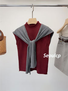 Seoulcp Korean Style Slim Fit Short Sleeve Knitted Top Womens Basic Style Comfortable Soft Regular Length Casual Fashion