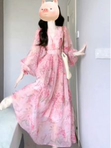 Váy Midi Hoa Kiểu Pháp Váy Đi Biển Váy Bó Eo Váy Dài Tay Váy Ôm Vừa Vặn Váy Thường Ngày Váy Mùa Thu Váy Dài