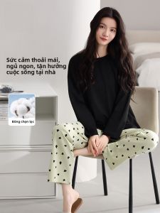 MiiOW | Bộ đồ ngủ dài tay mùa xuân thu MiiOW dành cho nữ quần dài cotton mềm mại thoải mái thoáng khí mặc ở nhà ngoài trời