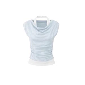 YUEZHONGWEI | Summer Slim Fit Short Sleeve T-Shirt Womens Neck Hanging Stripe Patterned Casual Top Korean Style Commute Fashion Creative Design