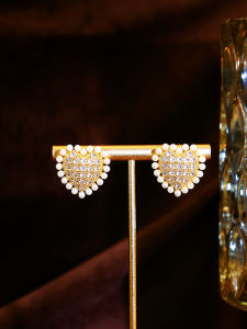 SEQUITO Luxury Ladies Costume Jewellery Yellow Gold Plated Ear Decoration Pave Settign AAAAA Cubic Zirconia Heart Pearl Stud Earrings SE1080