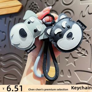 Original Leather Dog Keychain Cute Cartoon Beagle Bag Pendant Womens Elegant Lightweight Luxury Handbag Small Ornament