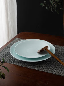 Jingdezhen Ceramic Diningware Song Dynasty Blue Porcelain Lotus Mouth Cold Dish Creative Ceramic Plate for Hotel Commercial Use