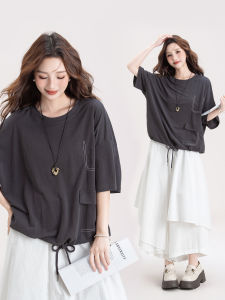 Retro Japanese Loose Short Sleeve T-Shirt Womens Summer New Casual Versatile Simple Design Top round Neck Regular Length