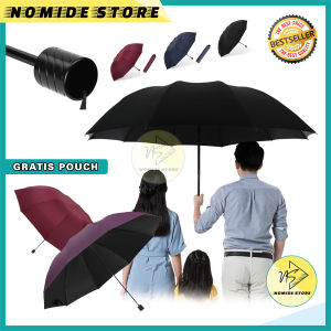 Payung Lipat Manual Besar Anti UV Matahari Warna Polos Bahan Vinyl Tebal Kualitas Import UB19 NOMIDE