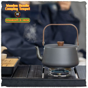 Outdoor Kettle Wooden Handle Camping Teapot Portable Aluminum Alloy Camp Picnic Coffee Pot Hiking Cooking
