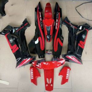 Cover Body halus Fiz R F1z R  Fiz r fullset hitam merah set stripping caltex  Cover Body full Set Halus YAMAHA F iz R merah hitam striping kaltex