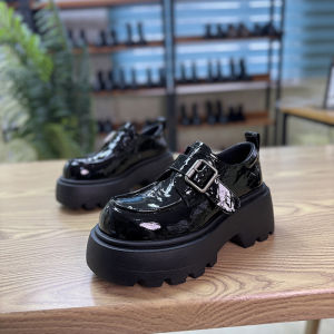 British Style Womens Fashion High Heels Thick Bottom Chunky Heel Leather Single Shoes Comfortable Spring Summer Seasonal Loafers