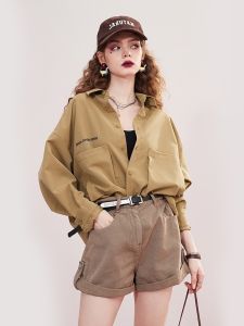 Retro Long Sleeve Shirt Jacket Womens Loose Casual Style Spring Autumn College Wind Casual Match All Seasons Button up