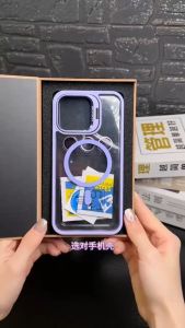 เคสแม่เหล็กสุดหรู ขาตั้ง+ เลนส์ สำหรับ iPhone ฟิล์มเลนส์แก้ว16ProMaxเข้ากันได้กับ iPhone 13 14 15 Pro Max IPhone16plus ใหม่ล่าสุด