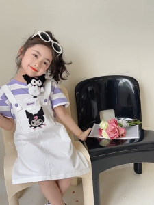 Kuromi Dress For Kids Girl Melody Dress For Kids Girl Fake Two Pieces 7-15yrs Overall Dress Jumper Dress Suspender Dress ootd For Kids Girl