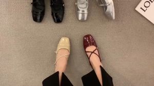 Chunky Heel Cross Red Mary Jane Square Toe Pumps Black School Office Shoes for Women