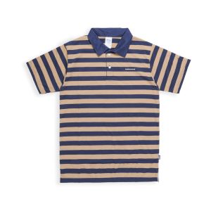 RUGBY SHIRT LONG SLEEVE POLO SHIRT POLO LENGAN PENDEK STRIPE NAVY COKLAT